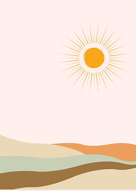 Sun and Hills Minimalist Art