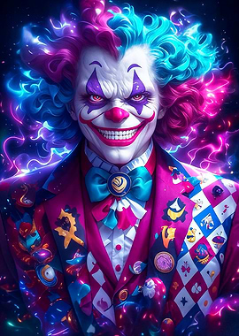 Evil Clown with Neon Hair