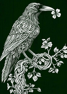 St Patricks Raven on Branch