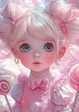 Cute Anime Girl with Candy