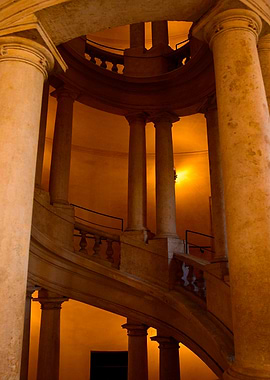 Spiral Staircase in a Grand Hall