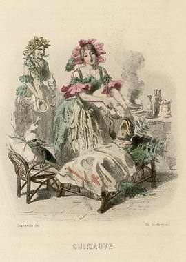 Vintage Illustration of a Woman with Flowers
