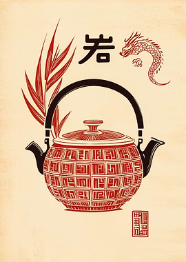 Japanese Teapot Illustration