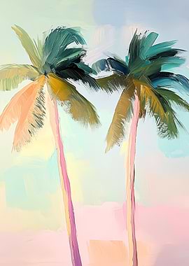 Minimalist Pastels Palm Trees