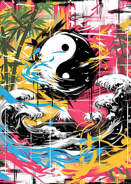 Yin Yang Abstract Graffiti