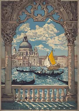Venice Gondola Scene