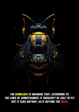 Bumblebee in Gold and Black Quote