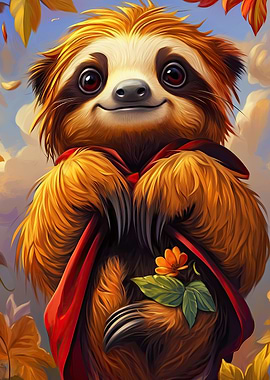 Cute Sloth with Flower