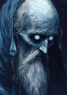 Elderly Man with White Eyes