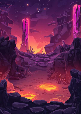 Fantasy Landscape with Lava