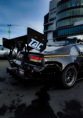 Black Nissan 300zx with Large Wing