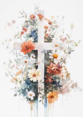 Floral Cross Watercolor