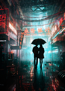 Cyberpunk City Rain