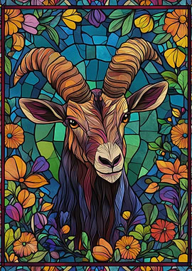 Stained Glass Goat