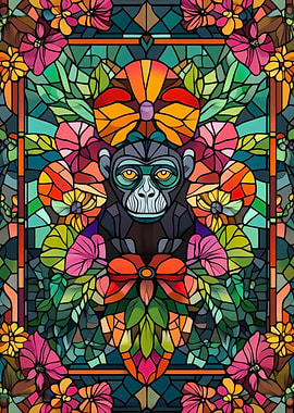 Stained Glass Monkey