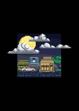 Pixel Art Night Cityscape