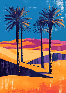 Minimalist Palm Trees in Desert Surreal Art