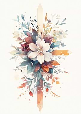 Floral Cross Watercolor
