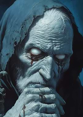 Elderly Man with White Eyes