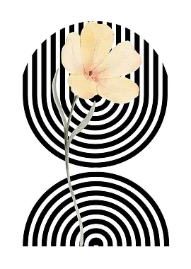 Watercolor Flower with Geometric Pattern