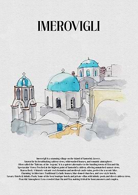Imerovigli Santorini Watercolor