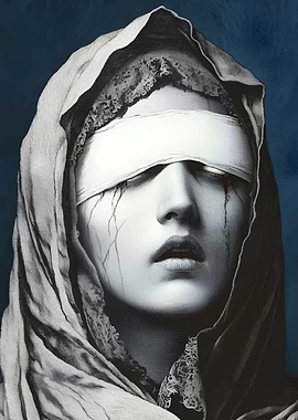Blindfolded Woman in Hood