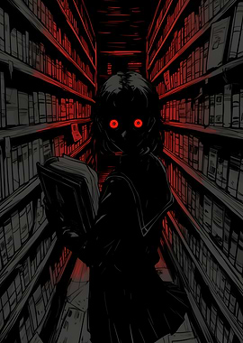Girl in Dark Library