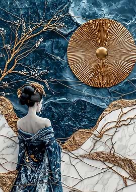 Kintsugi Geisha in Blue and Gold