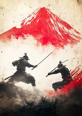 Samurais Duel Graffiti Artwork