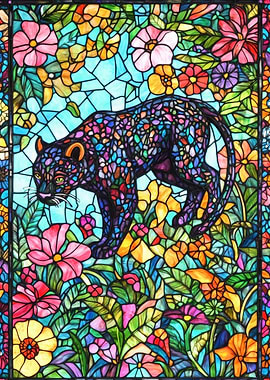Stained Glass Panther