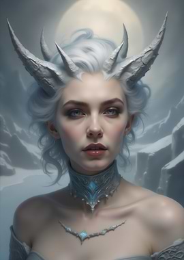 White-Haired Woman with Horns