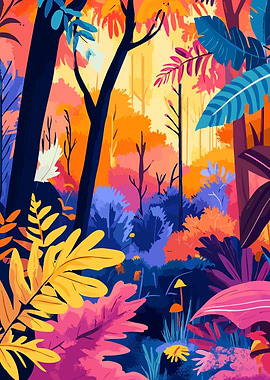 Beautiful Autumn Forest Minimalist Art