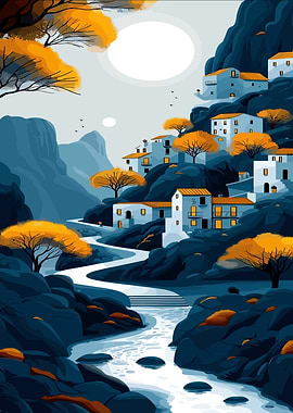 Mountain Village Landscape