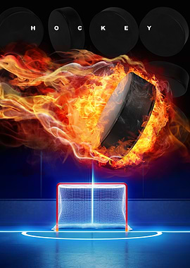 Hockey Puck on Fire