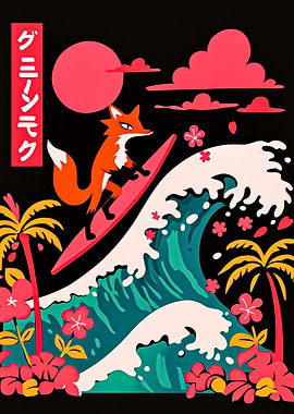 Fox Surfer at Sunset