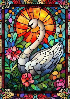 Stained Glass Swan