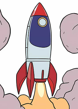 Cartoon Rocket Launch