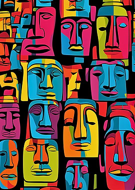 Abstract Faces Mosaic