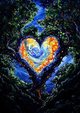 Heart Tree Night Sky