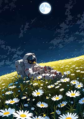 Astronaut in Daisy Field