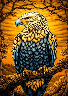 Eagle in Golden Sunset