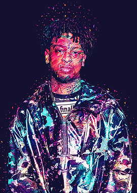Rapper Portrait in Neon Colors