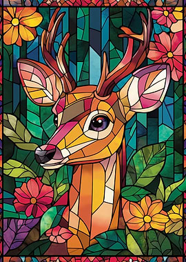 Stained Glass Deer