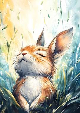 Happy Bunny in Grass