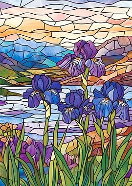 Stained Glass Irises