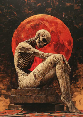Skeleton Under Blood Moon
