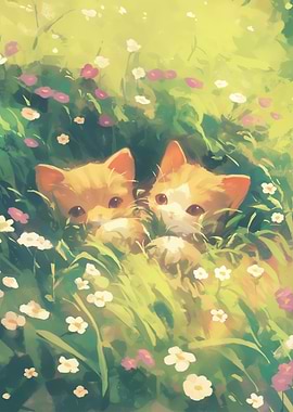 Two Kittens in a Meadow