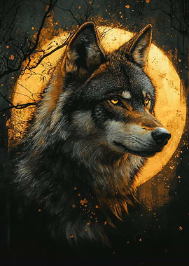 Alpha Wolf Under Full Moon