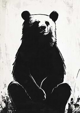 Black and White Bear Illustration