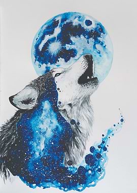 Wolf Howling at the Moon